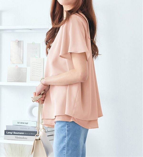 alotta（アロッタ）の「シフォンレイヤードＶネックブラウス（ブラウス）」｜詳細画像