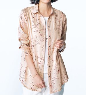 BELLUNA（ベルーナ）の「コットンリネンプリントロングシャツ（シャツ）」｜詳細画像