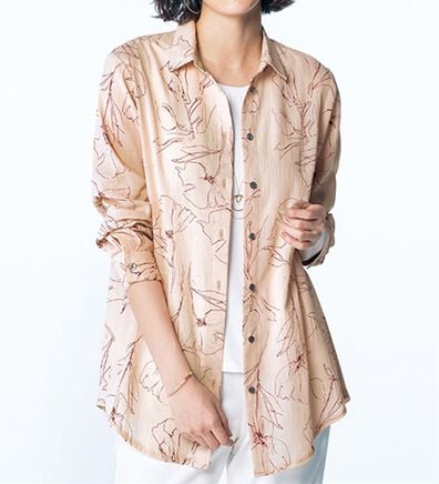BELLUNA（ベルーナ）の「コットンリネンプリントロングシャツ（シャツ）」