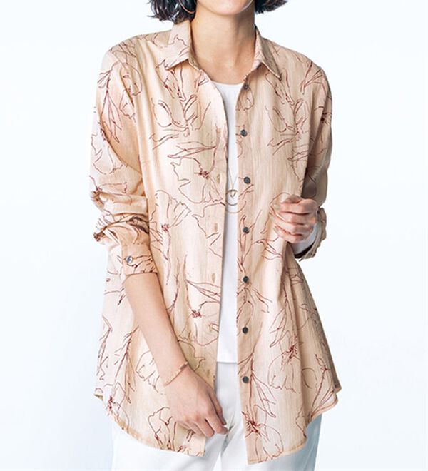 BELLUNA（ベルーナ）の「コットンリネンプリントロングシャツ（シャツ）」｜詳細画像