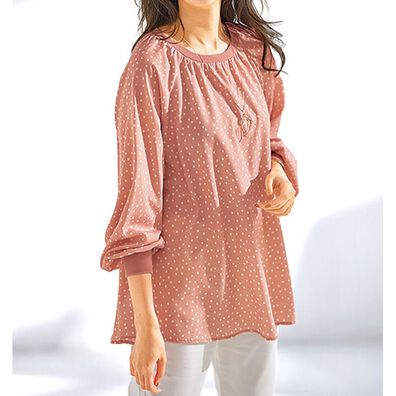 BELLUNA（ベルーナ）の「リブ切替デザインプリントブラウス（ブラウス）」