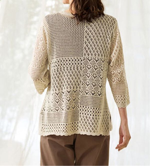 BELLUNA（ベルーナ）の「綿麻混素材パッチワーク柄ニット（ニット・セーター）」｜詳細画像