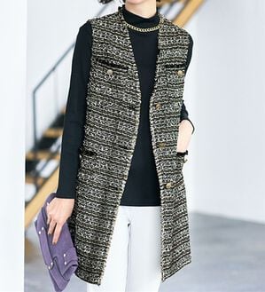 VINNO（ヴィノ）の「＜日本製生地＞ツイードジレ（ジレ）」｜ブラック系