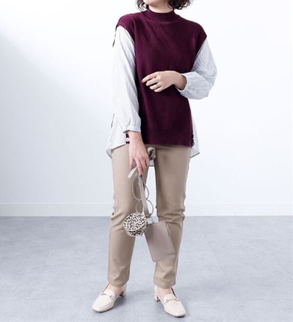 BELLUNA（ベルーナ）の「シャツレイヤード風ニットプルオーバー（ニット・セーター）」｜詳細画像