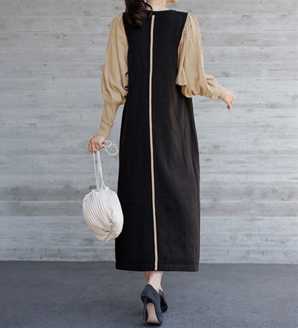 RANAN（ラナン）の「ボリューム袖アウトシームニットワンピース（ニットワンピース）」｜詳細画像