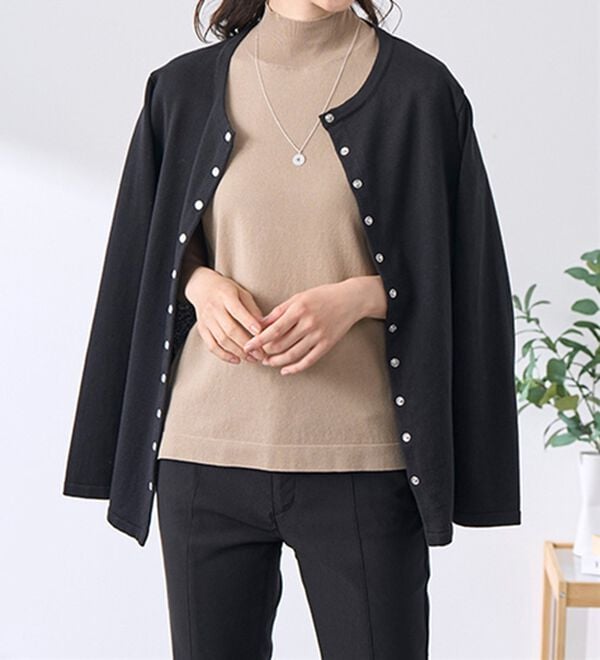 BELLUNA（ベルーナ）の「Ｔシャツが苦手な方に！ひんやり綿混ニットＴ【選べるデザイン】（ニット・セーター）」｜詳細画像