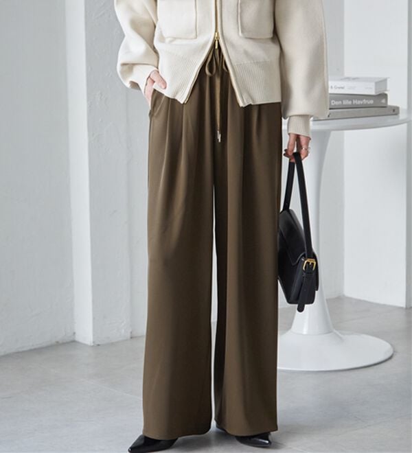 RANAN（ラナン）の「ひんやり！とろみ2タック体型カバーパンツ（フルレングスパンツ）」｜詳細画像