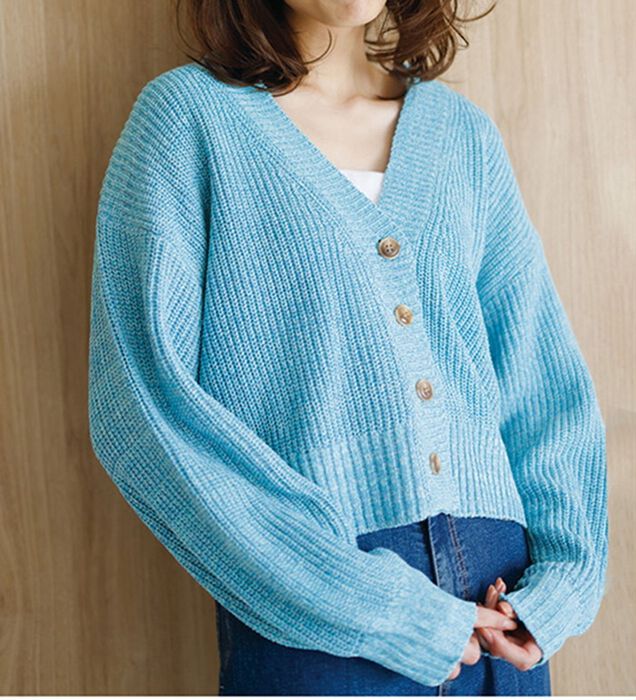 働くカーディガンミックスカラー⁄手編み 働くカーディガンミックス 