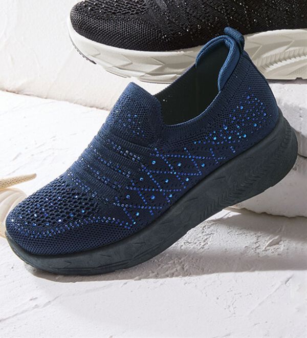 BELLUNA（ベルーナ）の「きらめきビジューニットスニーカー（スニーカー）」｜ネイビー