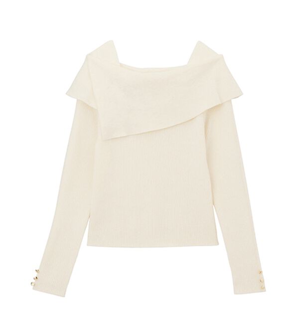 RANAN（ラナン）の「アシメオフショルリブニット（ニット・セーター）」｜詳細画像