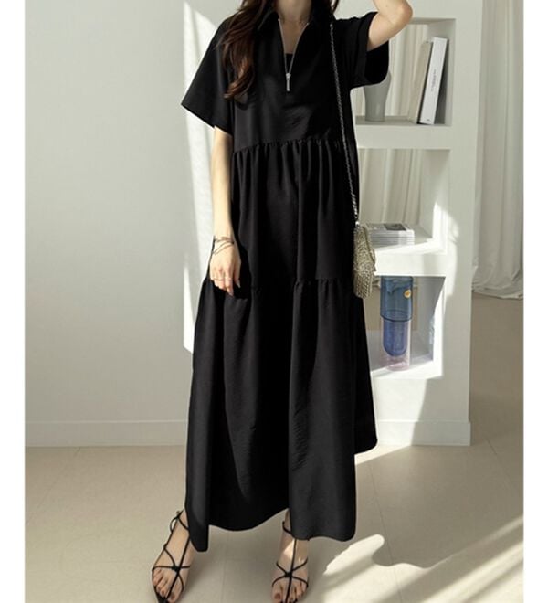 GeeRA（ジーラ）の「サッカーティアードハーフジップワンピース（その他ワンピース）」｜詳細画像