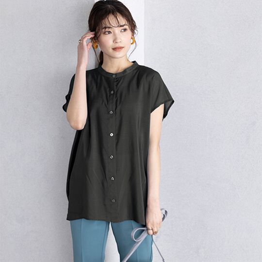 夜空 カネコイサオ フレンチスリーブ ギャザー フリル ブラウス