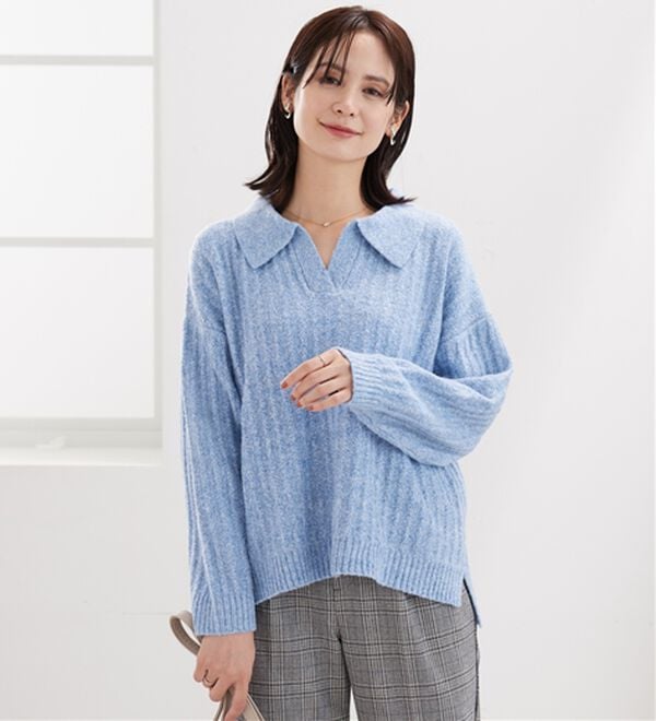 BELLUNA（ベルーナ）の「スキッパー衿編地変化ニットプルオーバー（ニット・セーター）」｜詳細画像