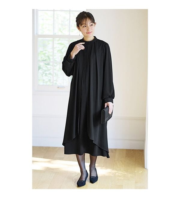 BELLUNA（ベルーナ）の「日本製素材！重ね着風ワンピース（ブラックフォーマル（喪服・礼服））」｜詳細画像