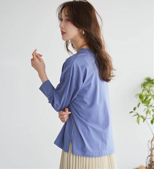 RANAN（ラナン）の「【選べる袖丈】＜BC＞綿100％プチハイネックＴシャツ（カットソー）」｜詳細画像