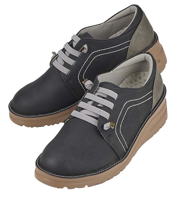 ルフラン（ルフラン）の「はっ水！アウトステッチお洒落甲ゴムシューズ（フラットシューズ）」｜ブラック