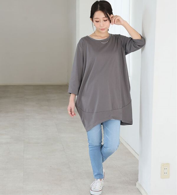 A HAPPY MARILYN（アハッピーマリリン）の「【Ｍ～８Ｌ】選べる袖！コク－ンシルエットチュニック（チュニック）」｜詳細画像