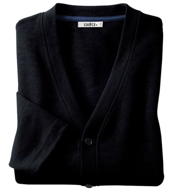 「＜シンプル＆プラス＞毎日活躍！お買得カーディガン（メンズカーディガン）」｜ブラック