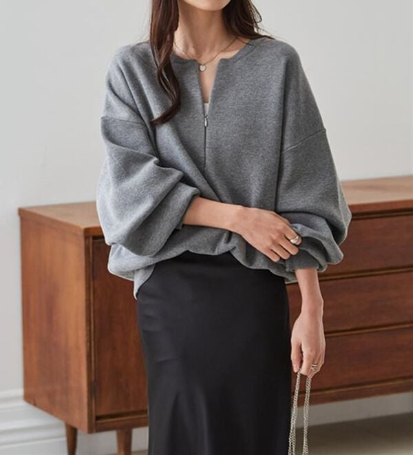 RANAN（ラナン）の「ハーフジップスウェットライクニット（ニット・セーター）」｜詳細画像