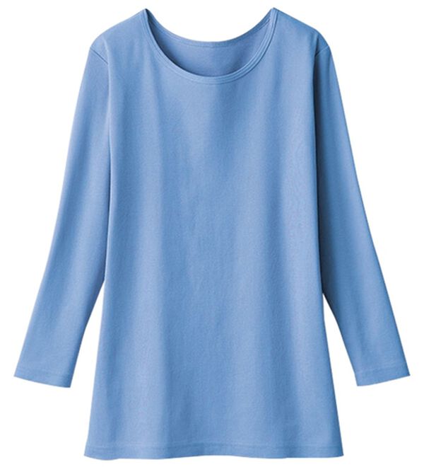 LAVIENNE（ラヴィエンヌ）の「＜カラフルコットン＞綿１００％クルーネックプルオーバー（８分袖）（肌着・インナーウェア）」｜詳細画像