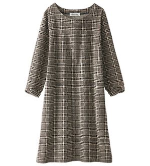 BELLUNA（ベルーナ）の「ダブルジャカード素材チュニックワンピース（チュニックワンピース）」｜ベージュ系チェック