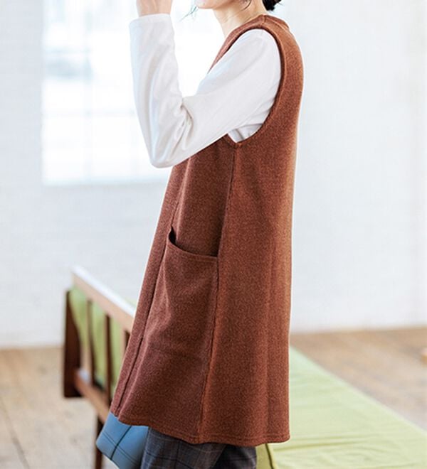 BELLUNA（ベルーナ）の「杢調素材ポケットデザインジャンパードレス（ジャンパースカート）」｜詳細画像