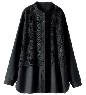 BELLUNA（ベルーナ）の「レース重ねシャツチュニック（チュニック）」｜黒
