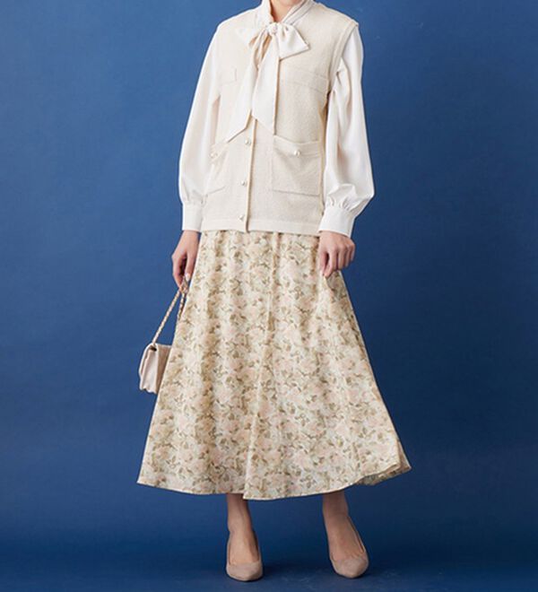 alotta（アロッタ）の「パール調ボタン付ツイード見えニットベスト（ベスト）」｜詳細画像