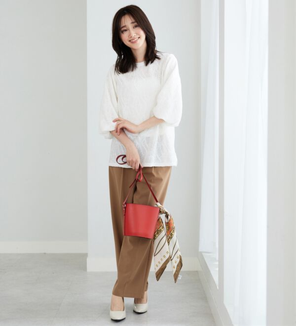 BELLUNA（ベルーナ）の「波柄ジャカードバルーン袖プルオーバー（カットソー）」｜詳細画像