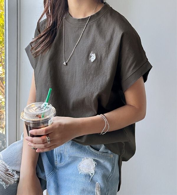 GeeRA（ジーラ）の「【新色追加】【ＵＳ．ＰＯＬＯ．ＡＳＳＮ】綿100％フレンチスリーブＴシャツ（Tシャツ）」｜詳細画像