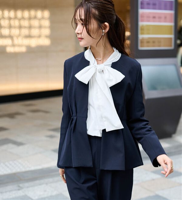 RANAN（ラナン）の「ノーカラーペプラムパンツスーツ（パンツスーツ）」｜詳細画像