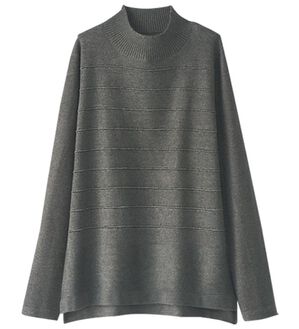 BELLUNA（ベルーナ）の「抗菌防臭あったかニットプルオーバー（ニット・セーター）」｜チャコールグレー