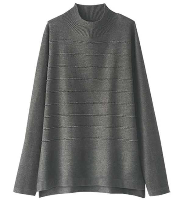 BELLUNA（ベルーナ）の「抗菌防臭あったかニットプルオーバー（ニット・セーター）」｜チャコールグレー