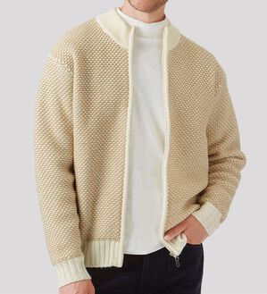 「お洒落編地柄ニットジャケット（メンズブルゾン）」｜詳細画像