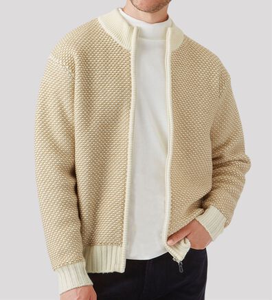 「お洒落編地柄ニットジャケット（メンズブルゾン）」