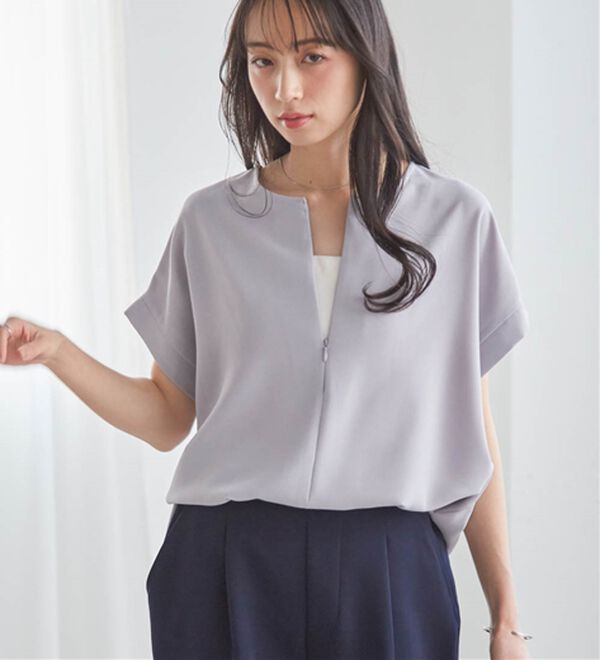 RANAN（ラナン）の「前後2WAYハーフジップブラウス（ブラウス）」｜詳細画像