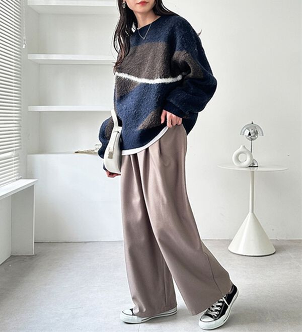 GeeRA（ジーラ）の「ウールライクダブルタックイージーパンツ（フルレングスパンツ）」｜詳細画像