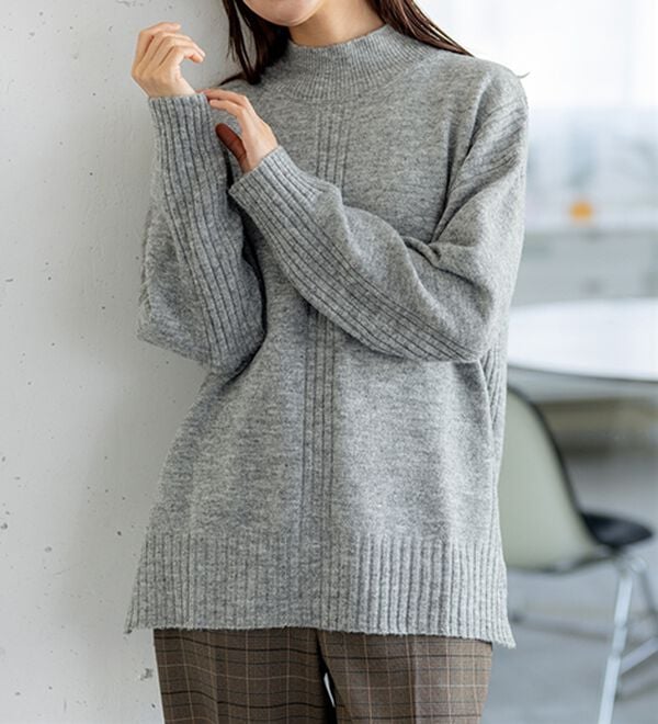 BELLUNA（ベルーナ）の「【快適Ｌａｂ．】洗える＆チクチクしにくい！ウール調ニットプルオーバー（ニット・セーター）」｜詳細画像