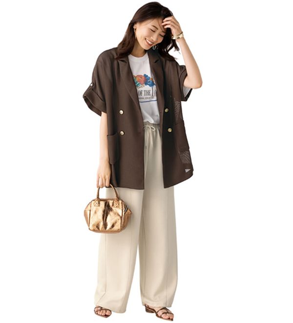 BELLUNA（ベルーナ）の「金ボタン使いゆったりメッシュジャケット（テーラードジャケット）」｜詳細画像