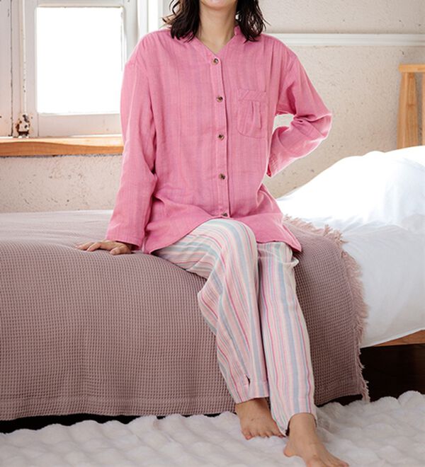 LAVIENNE（ラヴィエンヌ）の「【オーガニックコットン使用】綿１００％Ｗガーゼのルームパジャマ（パジャマ・ルームウェア）」｜詳細画像