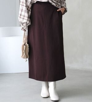 A HAPPY MARILYN（アハッピーマリリン）の「【Ｌ～８Ｌ】腰の張りを拾わない カラーで楽しむ 裏起毛バージョン タイトスカート（ロングスカート）」｜ブラウン