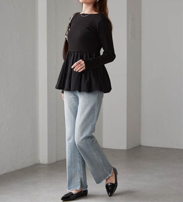 RANAN（ラナン）の「裾バルーンドッキングリブニット（ニット・セーター）」｜詳細画像