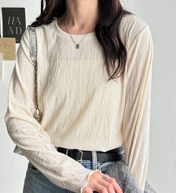 GeeRA（ジーラ）の「ベロアプリーツカットソー（カットソー）」｜詳細画像