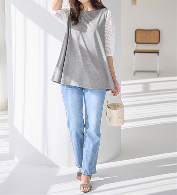 Viola e Viola（ヴィオラ エ ヴィオラ）の「袖レース切替チュニック（チュニック）」｜詳細画像