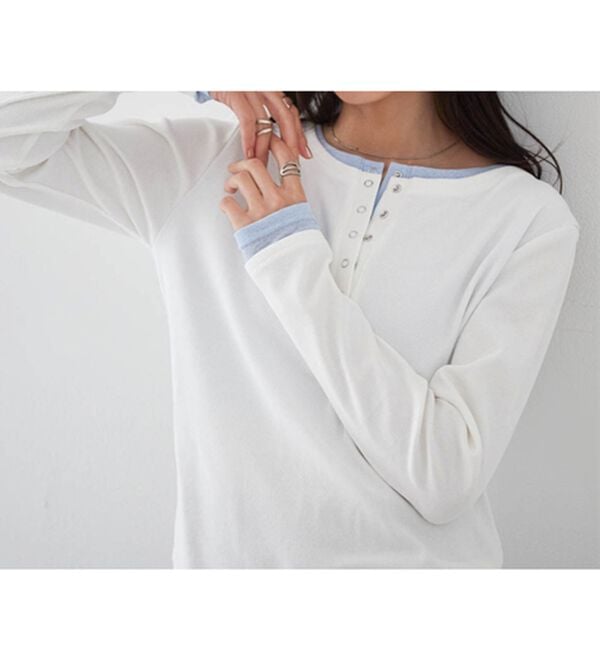RANAN（ラナン）の「レイヤードヘンリーネックリブTシャツ（カットソー）」｜詳細画像