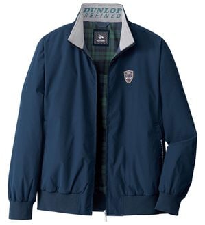 「＜ダンロップ・リファインド＞裏チェックデザインブルゾン（メンズブルゾン）」｜ネイビー