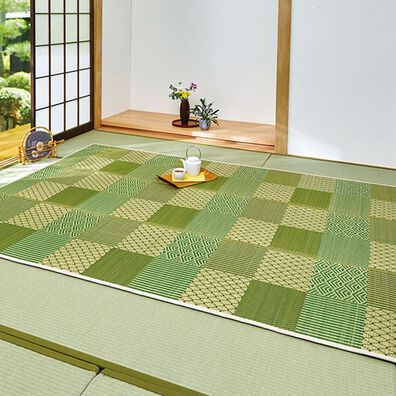 「厚みが選べるはっ水ふっくらコンパクトい草ラグ（い草ラグ）」