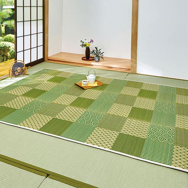 「厚みが選べるはっ水ふっくらコンパクトい草ラグ（い草ラグ）」｜穂まれグリーン