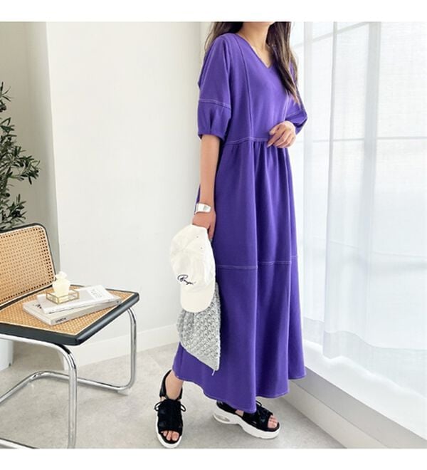 ADEAM ワンピース 2way パープル ノースリーブ フレア AラインS ADEAM ワンピース 2way パープル ノースリーブ フレア AラインS