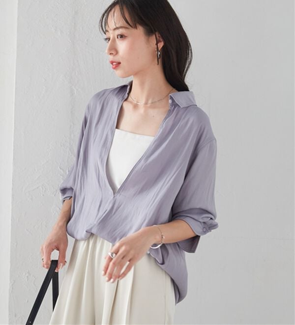 RANAN（ラナン）の「2WAYサテンスキッパーシャツ（シャツ）」｜詳細画像